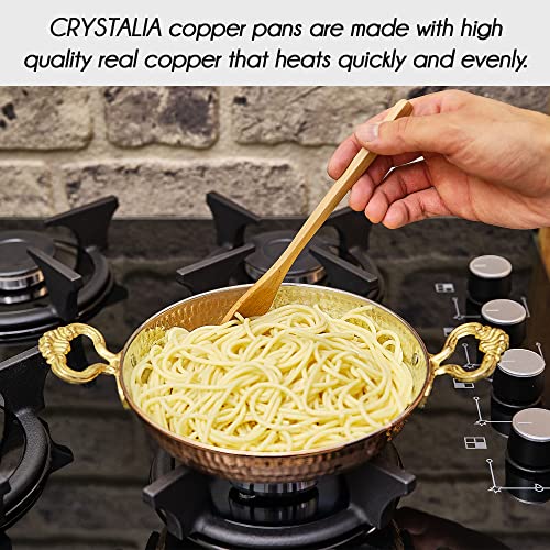 Crystalia Authentic Hammered Copper Pan and Cookware, Traditional Handmade Copper Skillets for Cooking, Egg Fry Omelet Pan with Ergonomic Metallic Handles (7 Inches) - Image 5