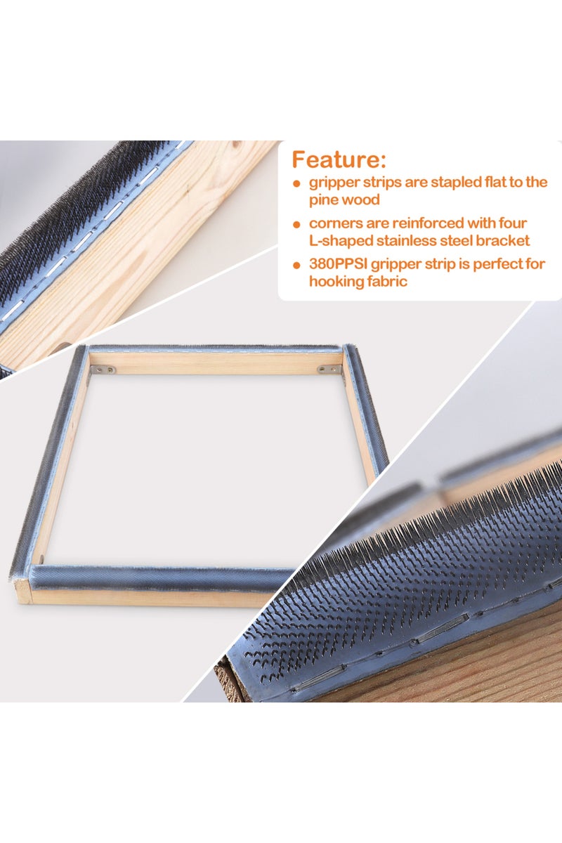 erorex 50x50cm Light Grey Square Embroidery Hoop Wooden Gripper Strips For Punch Needle Frame With Needle D - Image 4