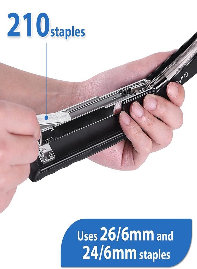 Craftinova Metal Desktop Stapler - 25 Sheet Capacity, Heavy Duty, Black, with 2000 Staples & Remover, Office Use, 6 Pack - Image 3