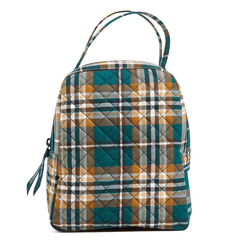 Vera Bradley Women's Cotton Lunch Bunch Lunch Bag, Orchard Plaid, One Size - Image 1