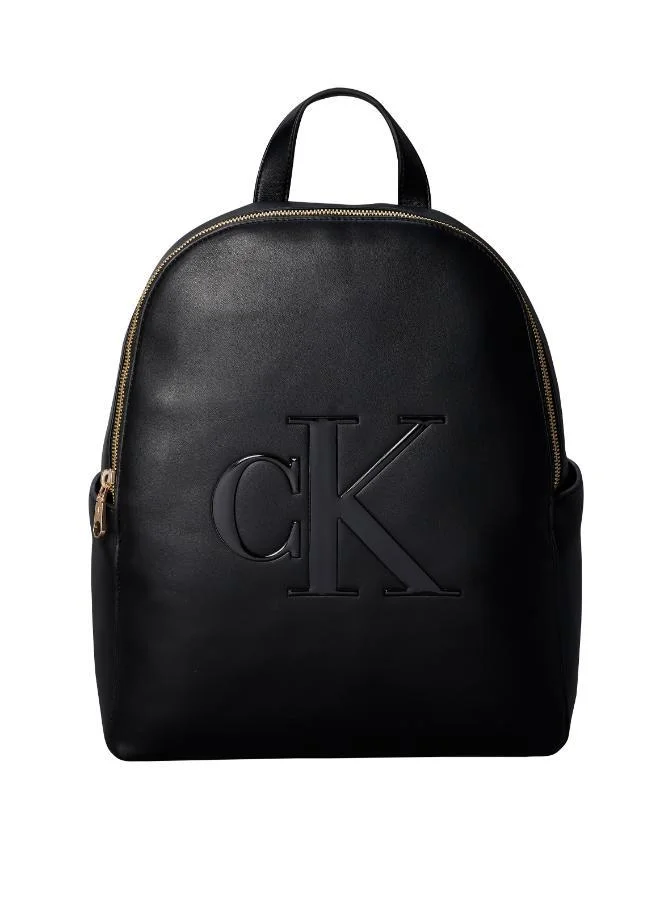 Calvin Klein Glossy Monogram Double Zip Backpack