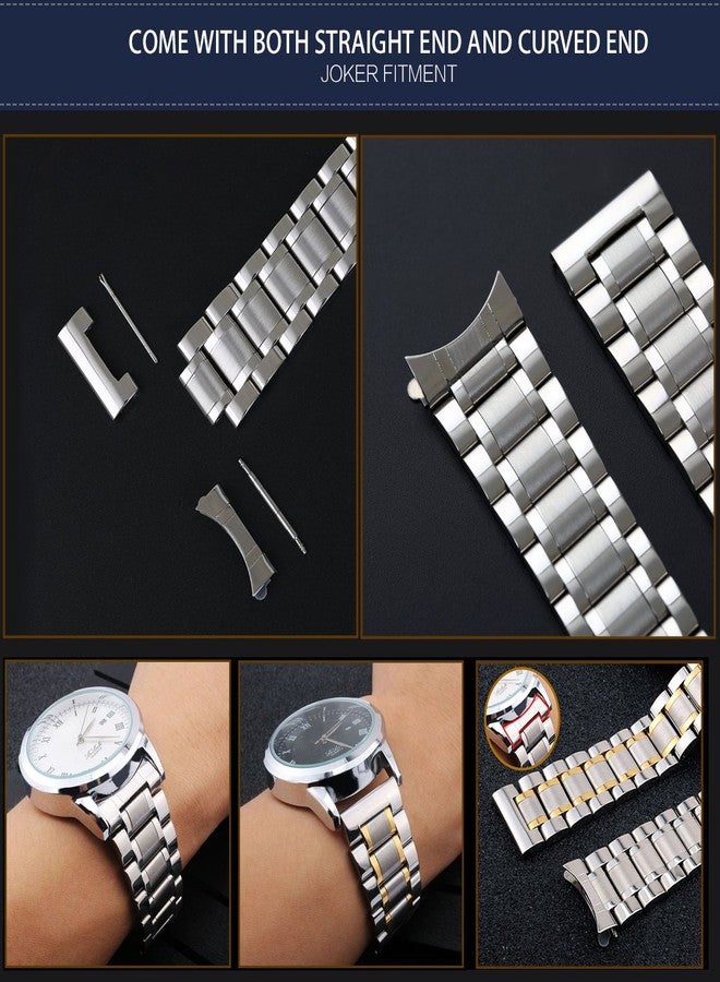 BINLUN Stainless Steel Watch Bands 12mm-24mm Replacement Smart Watch Straps with Straight&Curved Ends Universal fit for Samsung Galaxy Watch 6/5/4/3,Fit for Garmin Watch(Black,12mm) - Image 3