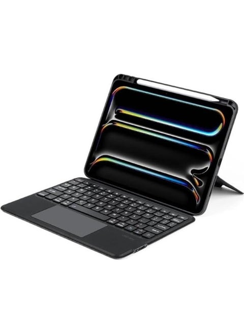 Magic Keyboard Case Touch for IPad Air 11 2024 (M2) (A2899,A2900,A2902) Bluetooth Rechargeable Keyboard with Foldable Case & Trackpad & Pencil Slot & Adjustable Kickstand for iPad Air 11 Black
