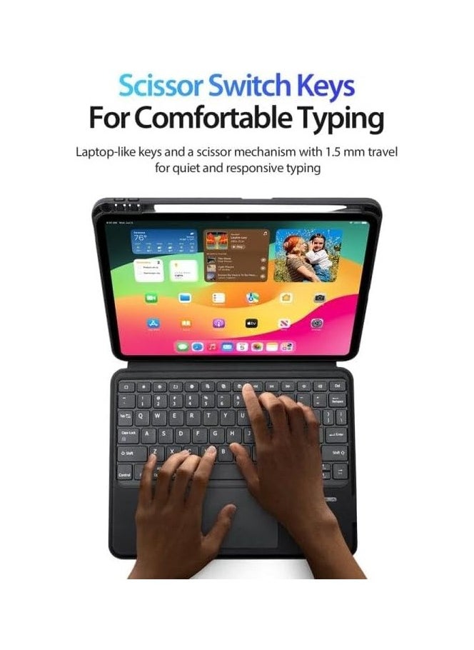 Magic Keyboard Case Touch for IPad Air 11 2024 (M2) (A2899,A2900,A2902) Bluetooth Rechargeable Keyboard with Foldable Case & Trackpad & Pencil Slot & Adjustable Kickstand for iPad Air 11 Black
