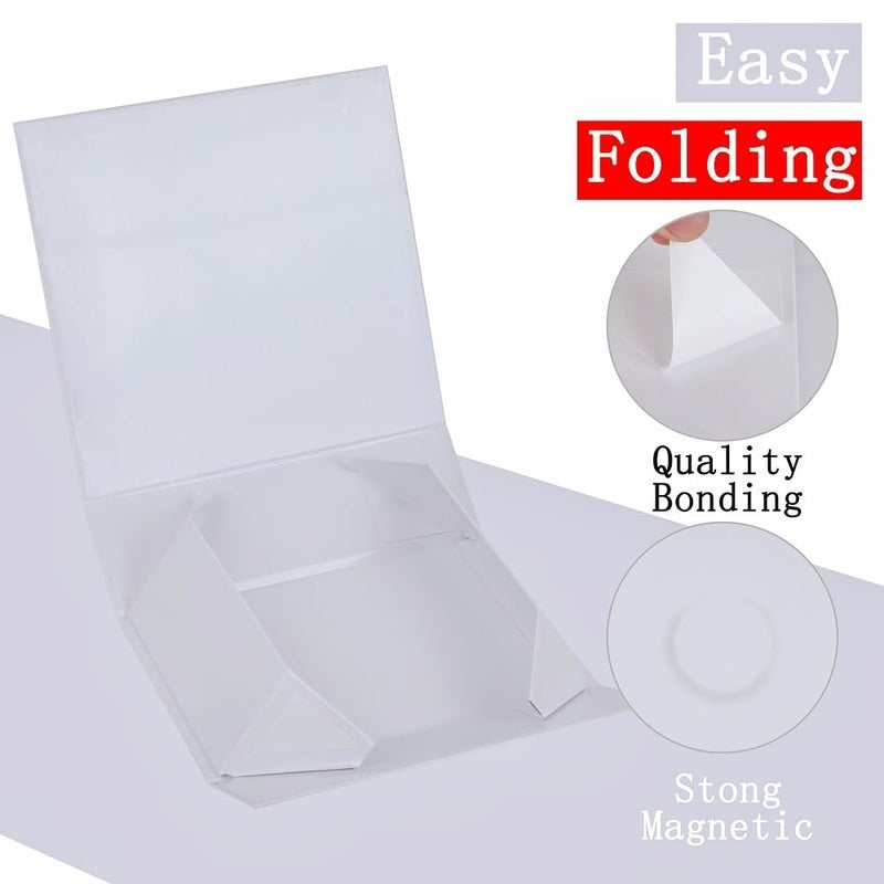 Uoering 1 Pcs White Gift Box 9.5X6X3 Inch Small Luxury Gift Box For Presents With Magnetic Lid Collapsible Birthday Christmas Contains Card  Ribbon  Tissue Paper Shredded Paper Fille - Image 4