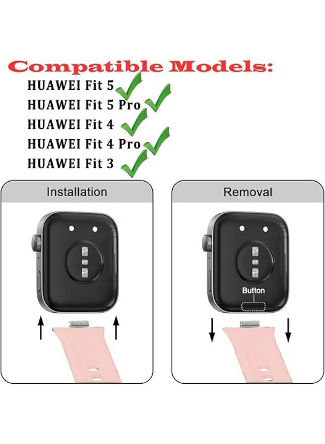 أوليسون 3 حزمة الفرقات لشركة هواوي ساعة تناسب 5/Fit5 Pro/Fit 4/Fit4 Pro/Fit 3, حزام استبدال متعددة الألوان ناعمة السيليكون ساعة الفرقات, الكمال معصم دائم, ضوء القمر الأبيض, سديم الوردي, الحقل الأخضر - Image 2
