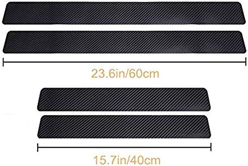QUADA Car Door Sill Protector Universal 3D Carbon Fiber Scuff Protective Door Sill Cover Panel Sticker 4PCS 3D Carbon Strip 15.7x2.6 (2 PCS) & 23.6 X 2.6 Inch (2 pcs) - Image 1