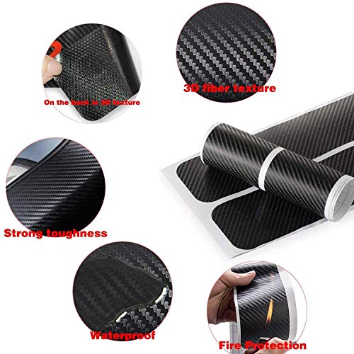 QUADA Car Door Sill Protector Universal 3D Carbon Fiber Scuff Protective Door Sill Cover Panel Sticker 4PCS 3D Carbon Strip 15.7x2.6 (2 PCS) & 23.6 X 2.6 Inch (2 pcs) - Image 2