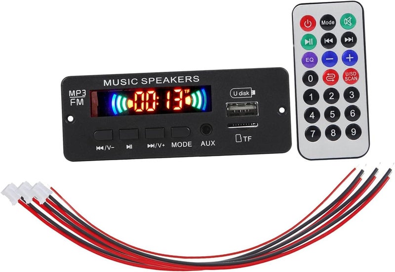 كلاراكو لوحة فك تشفير مشغل MP3 مع جهاز تحكم عن بعد، راديو FM، منفذ TF، منفذ USB، منفذ AUX، 6-12 فولت - Image 1