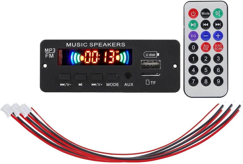 كلاراكو لوحة فك تشفير مشغل MP3 مع جهاز تحكم عن بعد، راديو FM، منفذ TF، منفذ USB، منفذ AUX، 6-12 فولت - Image 2