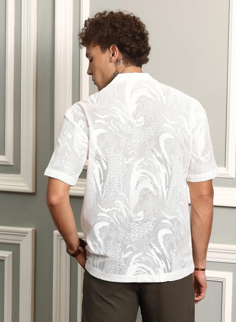 Campus Sutra Patterned Oversized Shirt