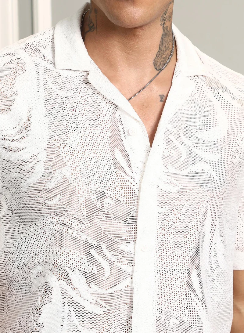 Campus Sutra Patterned Oversized Shirt