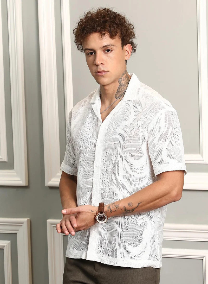 Campus Sutra Patterned Oversized Shirt