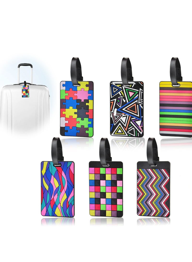 6-Piece Luggage Tag Set for Suitcases, Handbags, School Bags, and Instruments - Includes Name and Address Tags with Information Card and Hanging Buckle.  - Image 1