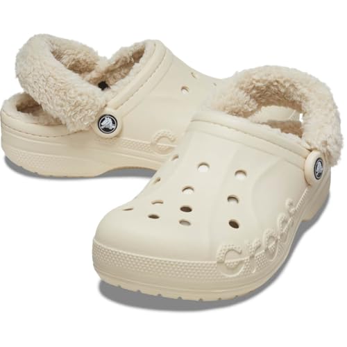 Crocs Unisex-Adult Baya Lined Fuzz Strap Clogs, Winter White, 7 US Men - Image 3