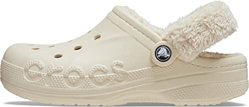 Crocs Unisex-Adult Baya Lined Fuzz Strap Clogs, Winter White, 7 US Men - Image 1