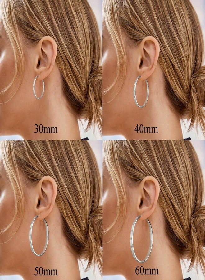 BMMYE Sterling Silver Hoop Earrings for Women Lightweight Hoop Earrings with Heart Cubic Zirconia 30mm 40mm 50mm 60mm Silver Hoop Earrings, 40mm, Sterling Silver, No Gemstone - Image 4