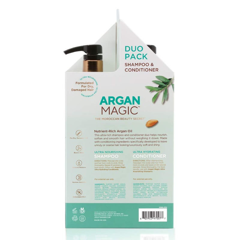 Argan Magic Ultra Shampoo and Conditioner Combo Pack for Dry and Damaged Hair - Revives & Dehydrated Brittle Hair | Detangles, Smooths & Softens | Made in USA, Paraben Free, Cruelty Free (32 oz) - Image 3