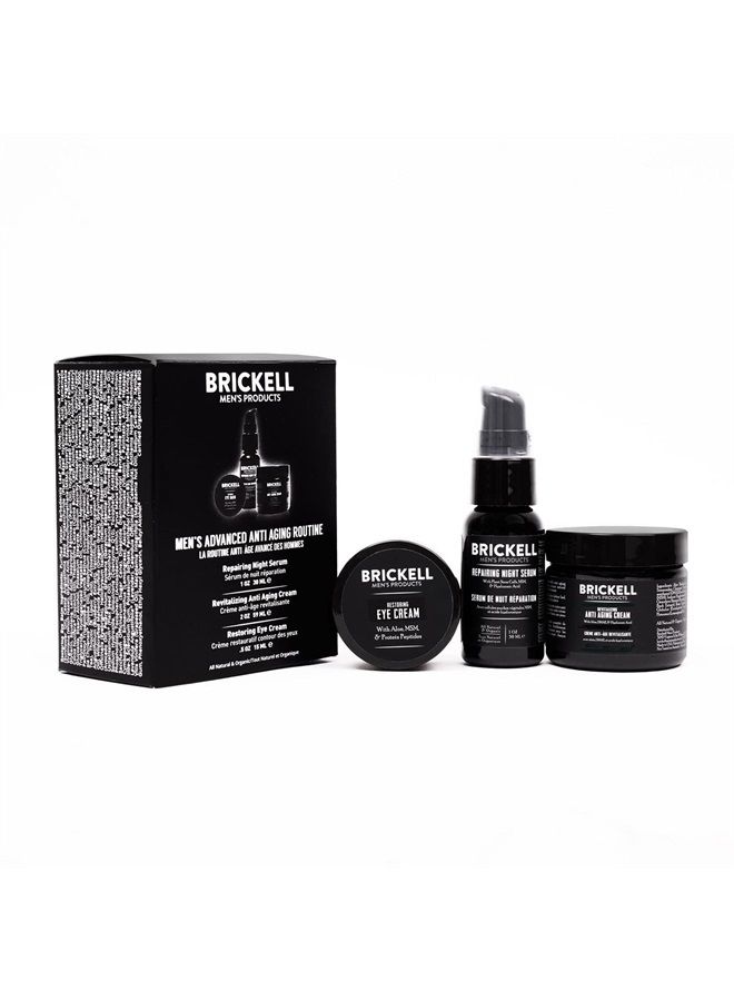 Brickell Men's Products Brickell Men's Advanced Anti-Aging Routine, Night Face Cream, Vitamin C Facial Serum and Eye Cream, Natural and Organic, Unscented, Skin Care Gift Set - Image 1