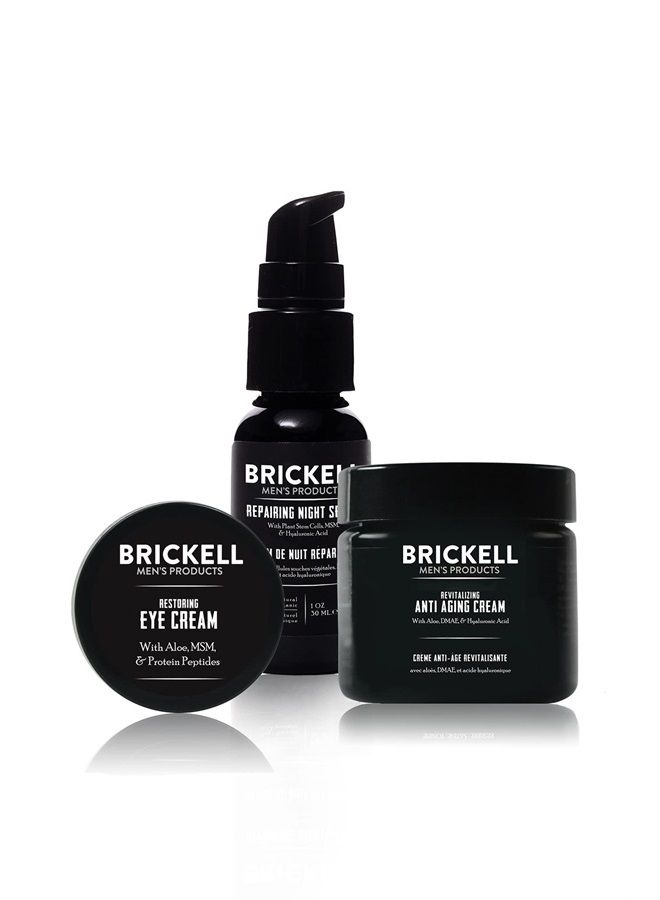 Brickell Men's Products Brickell Men's Advanced Anti-Aging Routine, Night Face Cream, Vitamin C Facial Serum and Eye Cream, Natural and Organic, Unscented, Skin Care Gift Set - Image 2