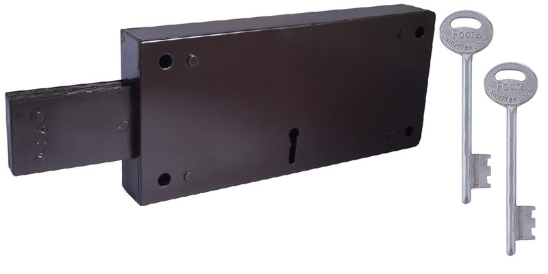 Foora Foora Side Shutter Lock with 2 Long Keys 3 Turn Throw Steel 5 Pieces Laminated Latch Both Side Operated Dark Brown 72 inch Left  - Image 1