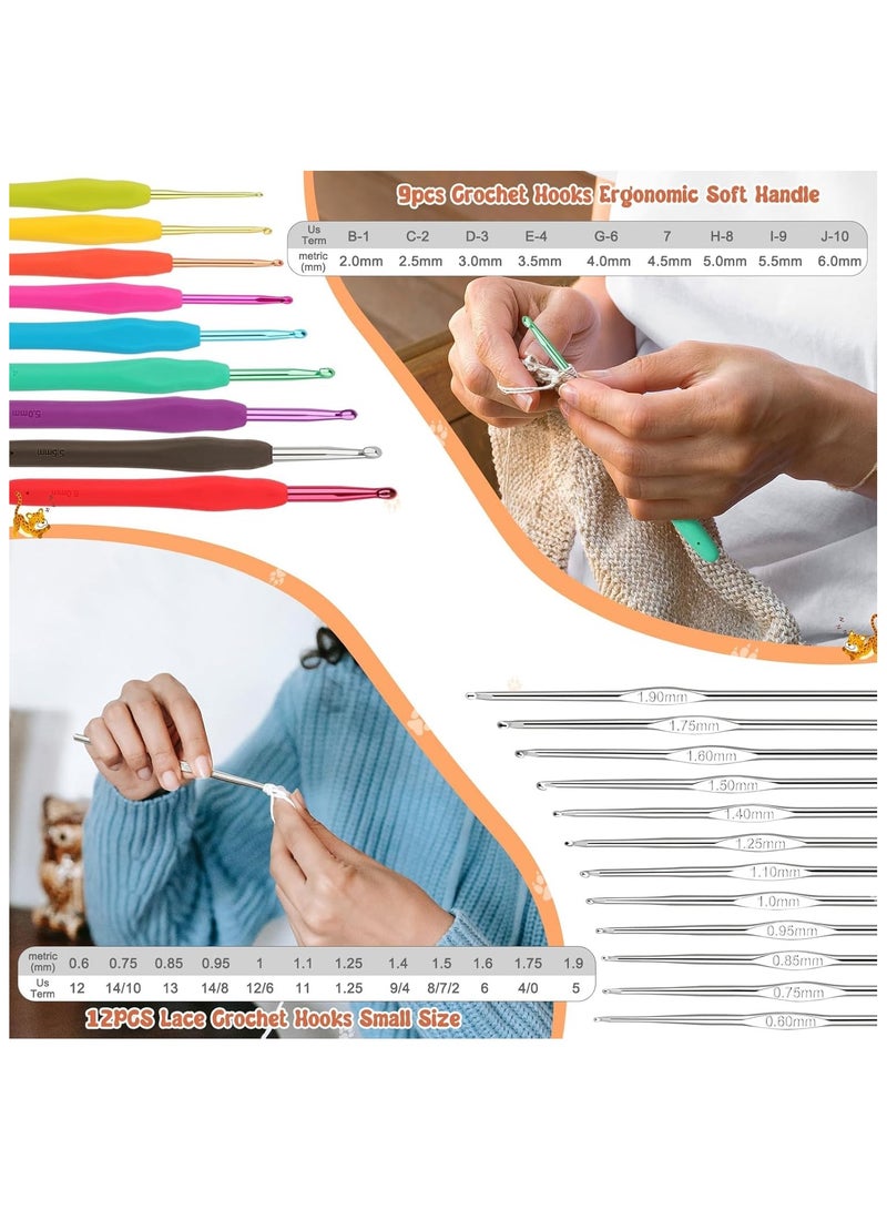 NANAO Crochet Kit for Beginners Adults, NAWOKEENY Knitting Starter Kit, Crochet Starter Kit with Case, Crochet Hook Set with Crochet Yarn and Crochet Accessories, Beginner Crochet Yarn Kit (Leopard) - Image 4