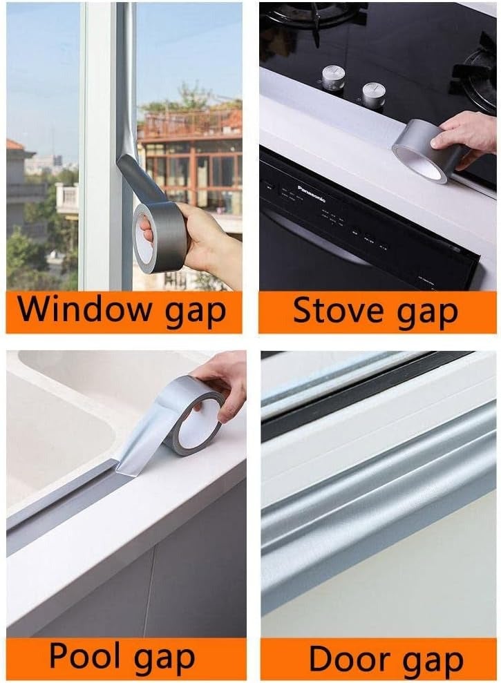 Amuer Window Waterproof Weather Sealing Tape, Self Adhesive Draft Stopper - White - Image 2
