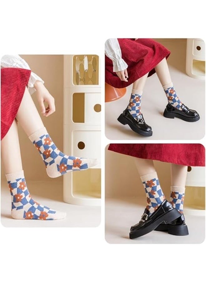 Arabest Warm Wool Socks for Women, 5 Pairs, Super Cozy Thick Crew Winter Socks, Non-Shedding Fuzzy Home Slipper Socks, Cute and Colorful, Vintage Style - Image 4
