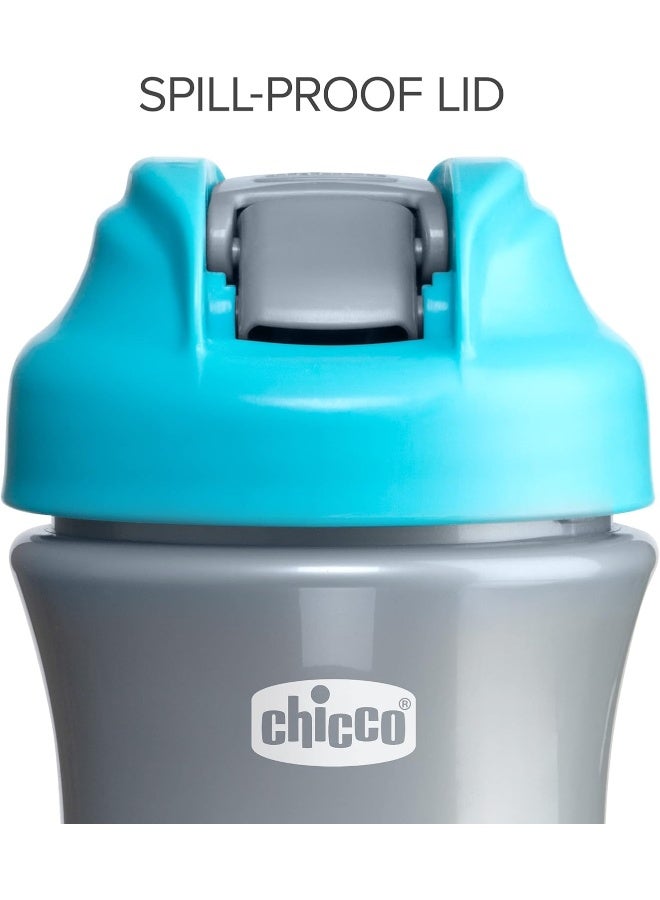 Chicco كوب شيكو ذو فوهة ناعمة خالي من الانسكاب 12 أونصة أزرق/فضي 18 شهرًا وما فوق (1 عبوة) - Image 4