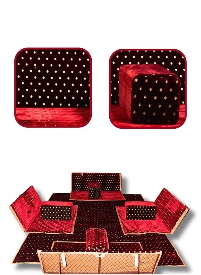 Cady One Ground camping mattress set with four mattresses and chairs made of high-quality fabric - red - 120x110x25 cm  - Image 1