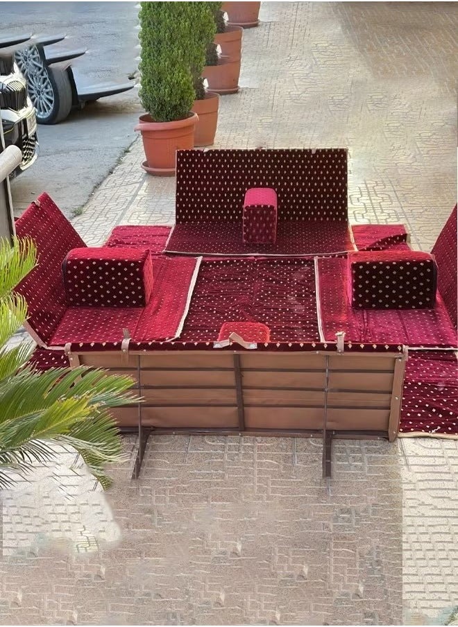 Cady One Ground camping mattress set with four mattresses and chairs made of high-quality fabric - red - 120x110x25 cm  - Image 3