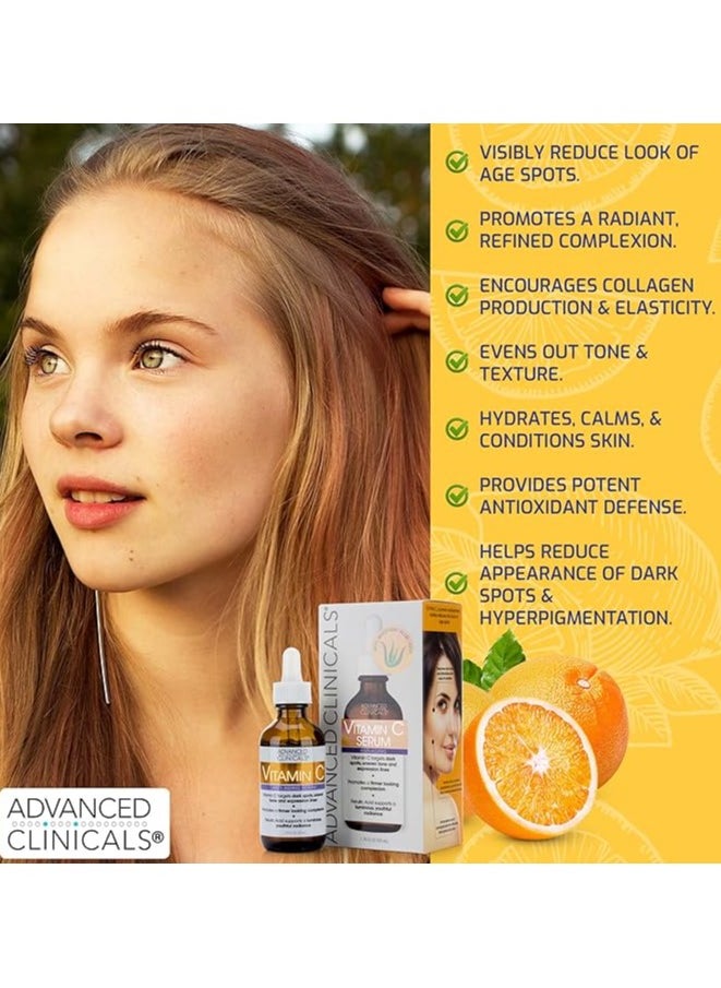 Advanced Clinicals - Advanced Clinicals Vitamin C Serum for anti-aging, dark spots, uneven skin tone, crow's feet and expression lines. 1.75 fl oz., unisex, 52 milliliters - Image 1