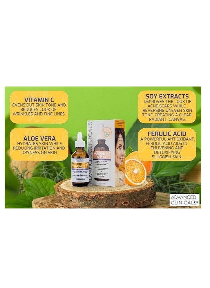 Advanced Clinicals - Advanced Clinicals Vitamin C Serum for anti-aging, dark spots, uneven skin tone, crow's feet and expression lines. 1.75 fl oz., unisex, 52 milliliters - Image 1
