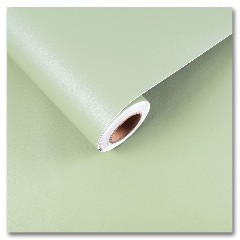 CRE8TIVE Sage Green Wallpaper Stick and Peel 12x80 Self Adhesive Matte Light Green Contact Paper for Countertops Waterproof Solid Color Green Removable Wallpaper Vinyl for Kitchen Bedroom Cabinets