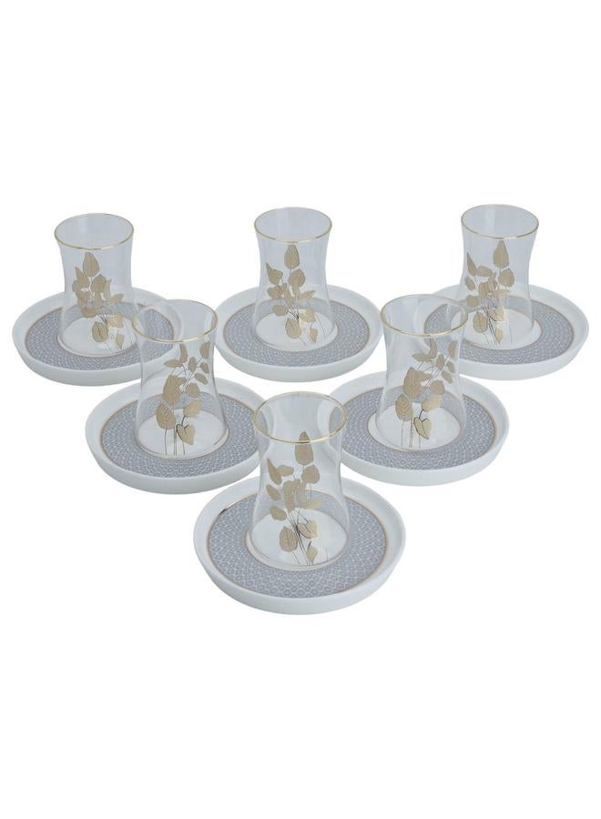 السيف  طقم تقديم الشاي والقهوة من بيالات 12 قطعة، أبيض - Image 2