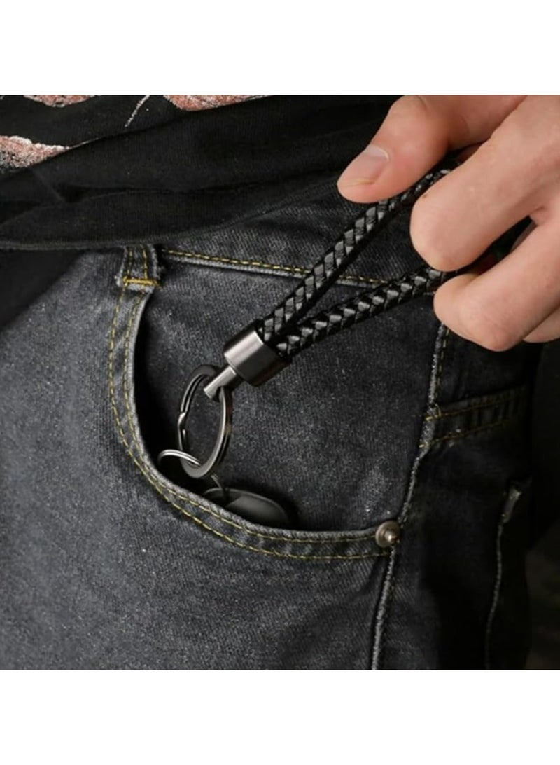 CMGTYYD. 2 قطعة سلسلة مفاتيح جلدية مضفرة من الجلد، أحزمة مفاتيح منسوجة يدويًا للرجال والنساء مع سلسلة مفاتيح معدنية وحلقة مفاتيح لمكتب المنزل مفاتيح السيارة حقائب ومحافظ حقائب - Image 5