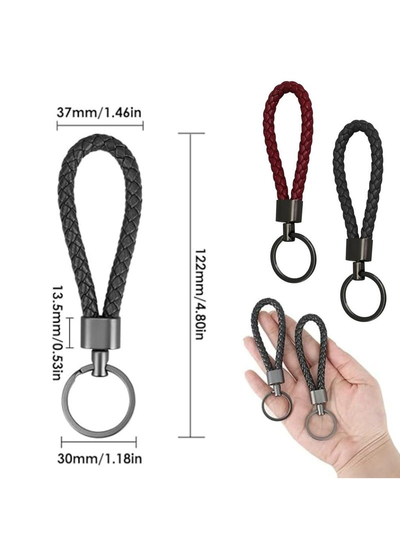CMGTYYD. 2 قطعة سلسلة مفاتيح جلدية مضفرة من الجلد، أحزمة مفاتيح منسوجة يدويًا للرجال والنساء مع سلسلة مفاتيح معدنية وحلقة مفاتيح لمكتب المنزل مفاتيح السيارة حقائب ومحافظ حقائب - Image 2