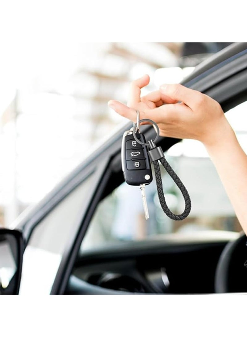 CMGTYYD. 2 قطعة سلسلة مفاتيح جلدية مضفرة من الجلد، أحزمة مفاتيح منسوجة يدويًا للرجال والنساء مع سلسلة مفاتيح معدنية وحلقة مفاتيح لمكتب المنزل مفاتيح السيارة حقائب ومحافظ حقائب - Image 3