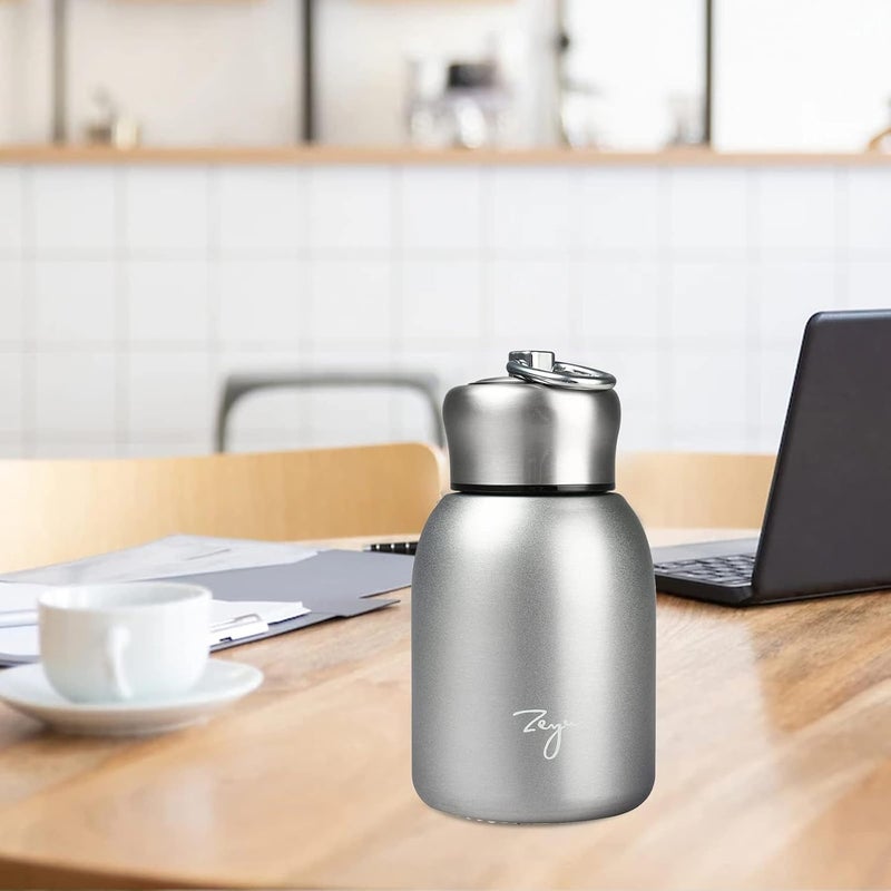 Small Vacuum Insulated Water Bottle Mini Thermal Water Bottle Leak-Proof Vacuum Drink Bottle for Home, Outdoors, Travel, Sports, 280ML (Silver) - Image 2