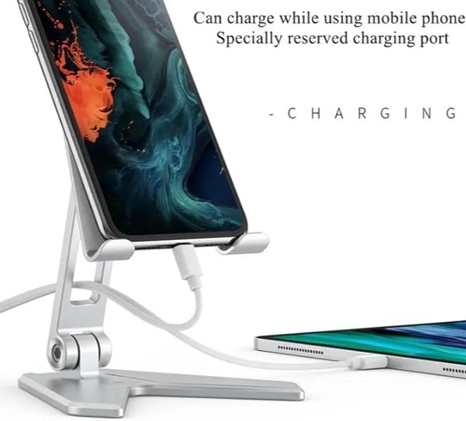 BROADONYX Adjustable Mobile Phone & Tablet Stand | Aluminum Foldable Desk Holder for iPhone, iPad, Samsung & All Smartphones | Portable Phone Holder for Office, Home, Study, Kitchen & Students - Image 4