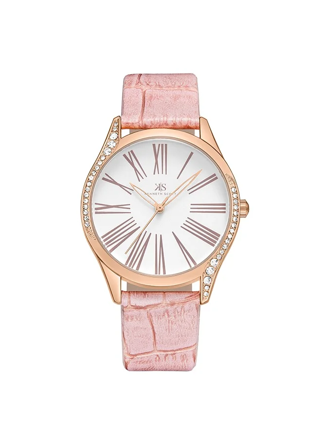 KENNETH SCOTT Kenneth Scott K23534-RLES Women Analog Display Watch & Polyurethane Strap Pink