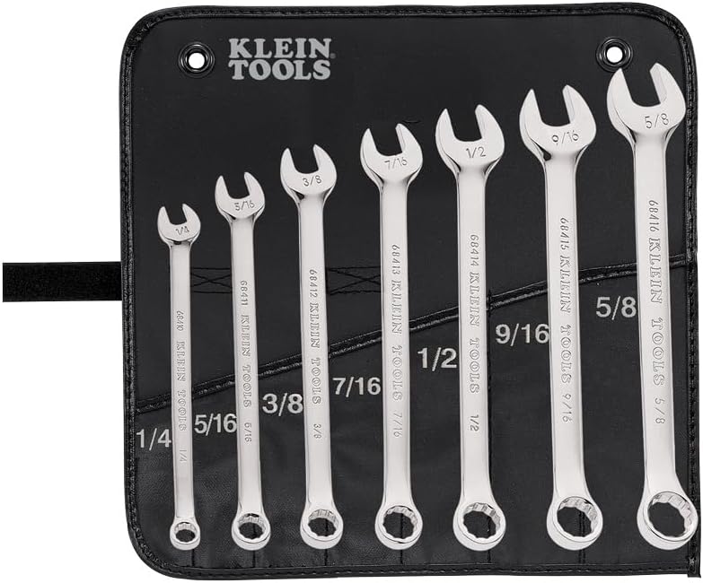 Klein Tools 68400 SAE 7-Piece Combination Wrench Set with Open End and Box End - Image 1