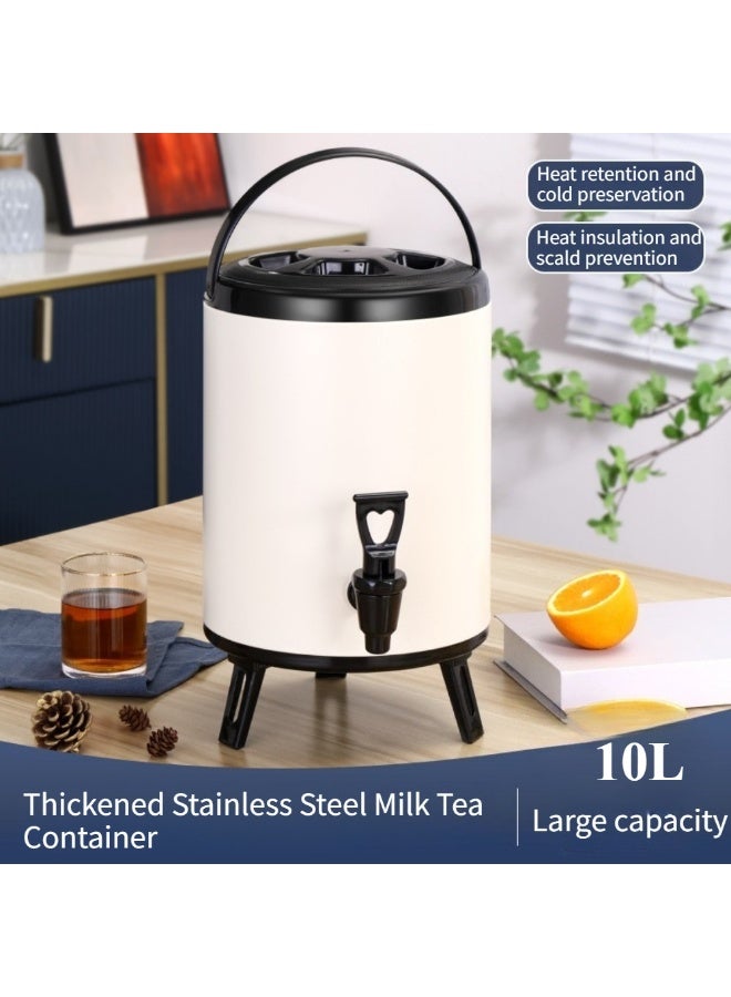 ✨ وعاء مشروبات عازل سعة ١٠ لتر بلون العاج الأنيق ✨ دلو مشروبات من الفولاذ المقاوم للصدأ للجمعات العائلية السعودية والاستخدام التجاري | يحافظ على درجة الحرارة ١٢ ساعة | صنبور مضاد للتسرب - Image 1
