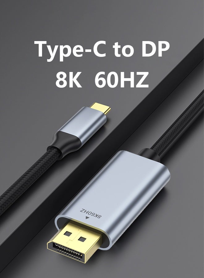 Type-C to DP Adapter Cable 2 Meters(DP 1.4, 12Bit), With Dynamic HDR technology, Compatible with TV, iPhone 15 Series, iPad 10/Pro/Air/Mini, Samsung, MacBook Pro, Dell XPS, Huawei P60 Pro - Image 1