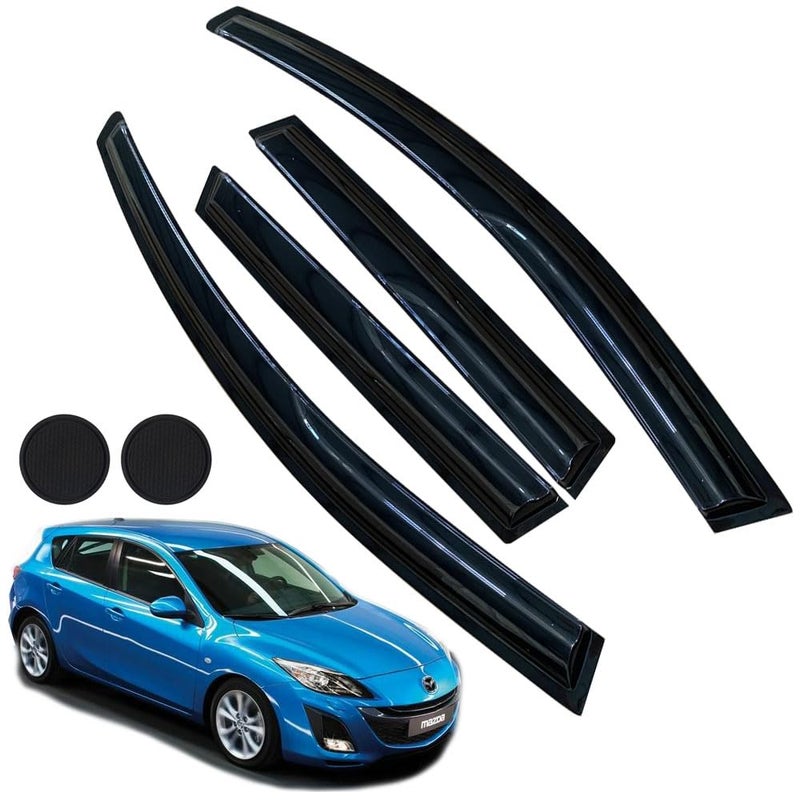 Rain Guards for Mazda 3 Hatchback 20102013 Tapeon Side Window Deflectors for Mazda 3 Hatchback Window Visors for Mazda Cars for Mazda Car Accessories 4 Rain Guards 2 Car Coasters