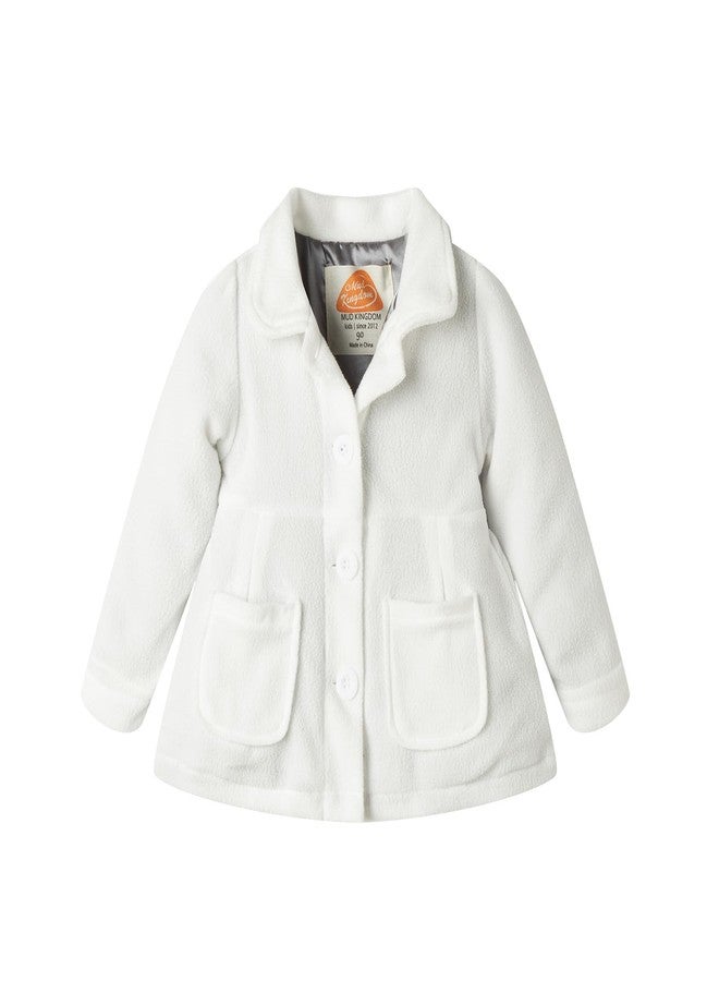 Mud Kingdom Baby Girls Jacket Fleece Turn-down Collar Button Up White 24 Months - Image 1