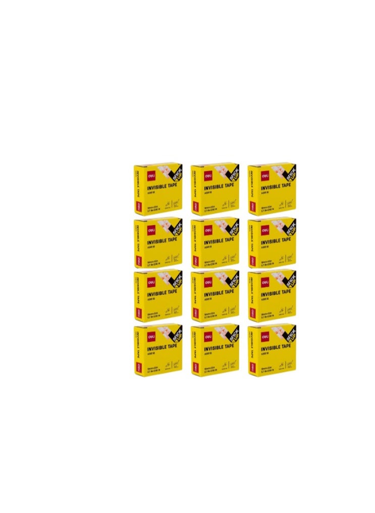Deli - 12-Piece Deli Invisible Office Tape, 33 Meter Length X 18 mm Width - Image 1