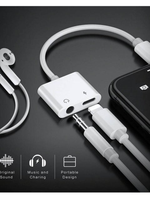 Headphone And Charger Adaptor White