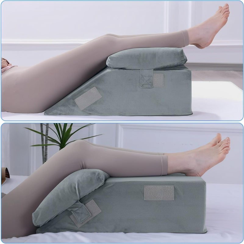METRON Leg Elevation Pillow for Varicose Veins The Wedge Pillow for Leg Elevation Reduce Leg Back Pain Helps in Improve Blood Circulation with Extra Soft Pillow Colour Grey Pack of 1 - Image 2