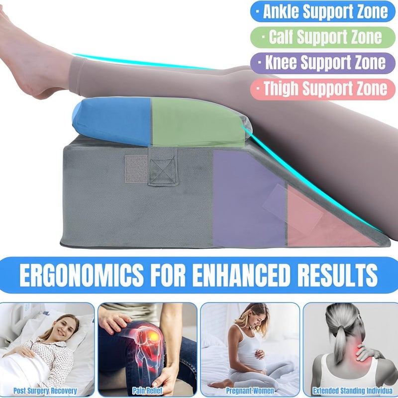 METRON Leg Elevation Pillow for Varicose Veins The Wedge Pillow for Leg Elevation Reduce Leg Back Pain Helps in Improve Blood Circulation with Extra Soft Pillow Colour Grey Pack of 1 - Image 4